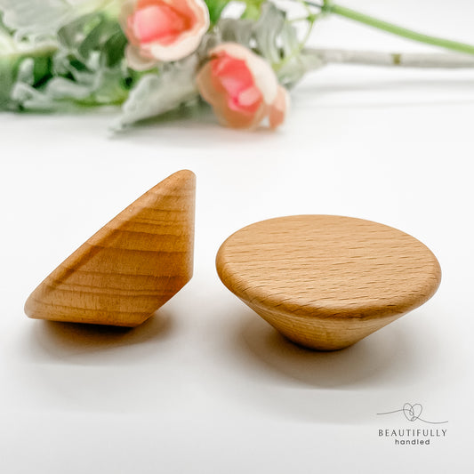 Mid century style round wooden drawer knobs