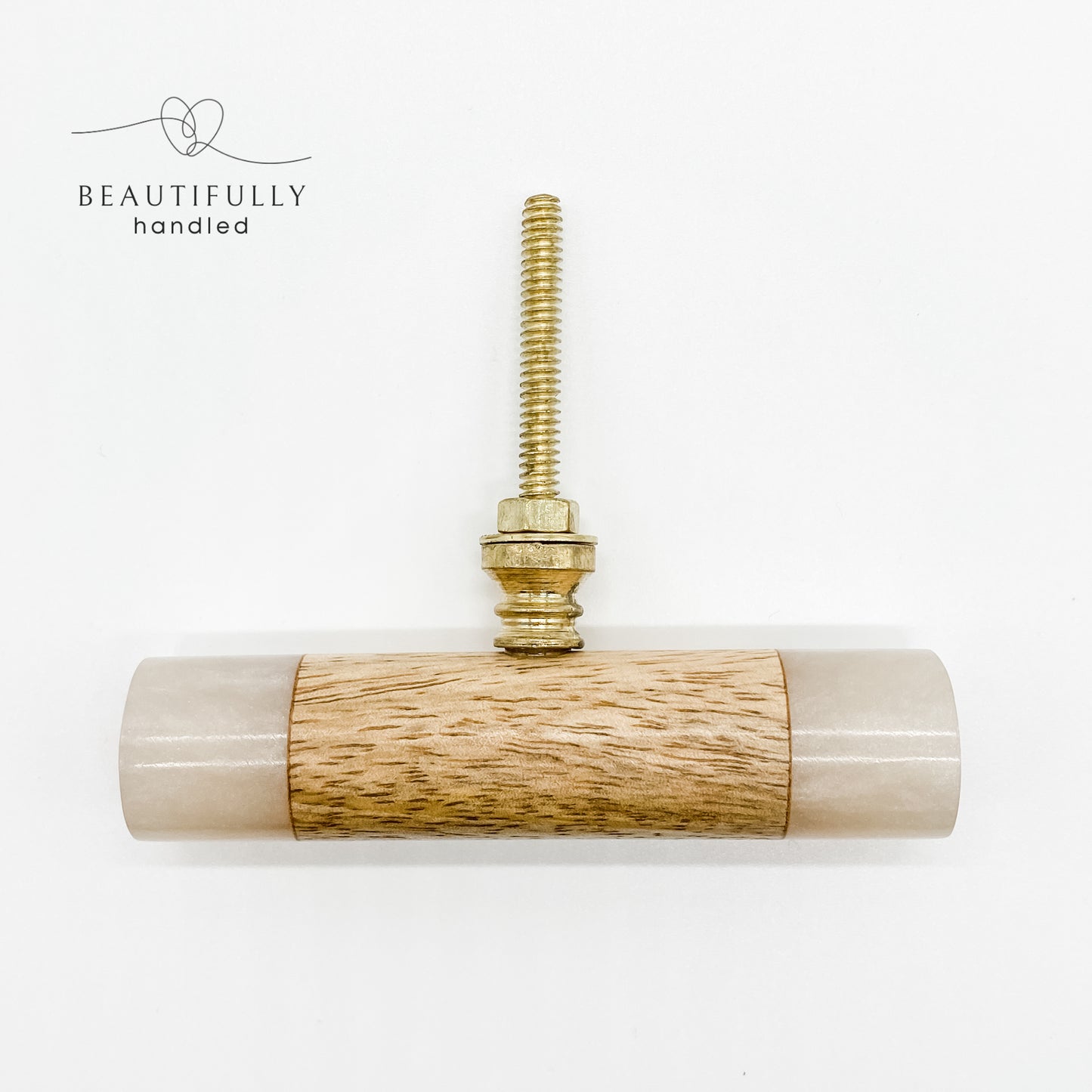 Timber handle t-bar pull with resin edges