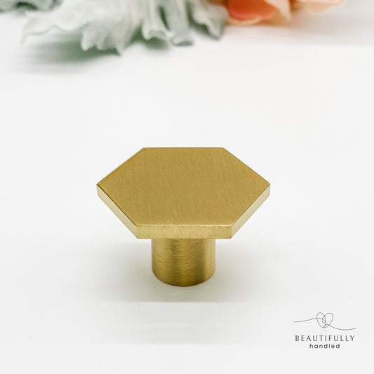 Hexagonal Brushed Brass knob