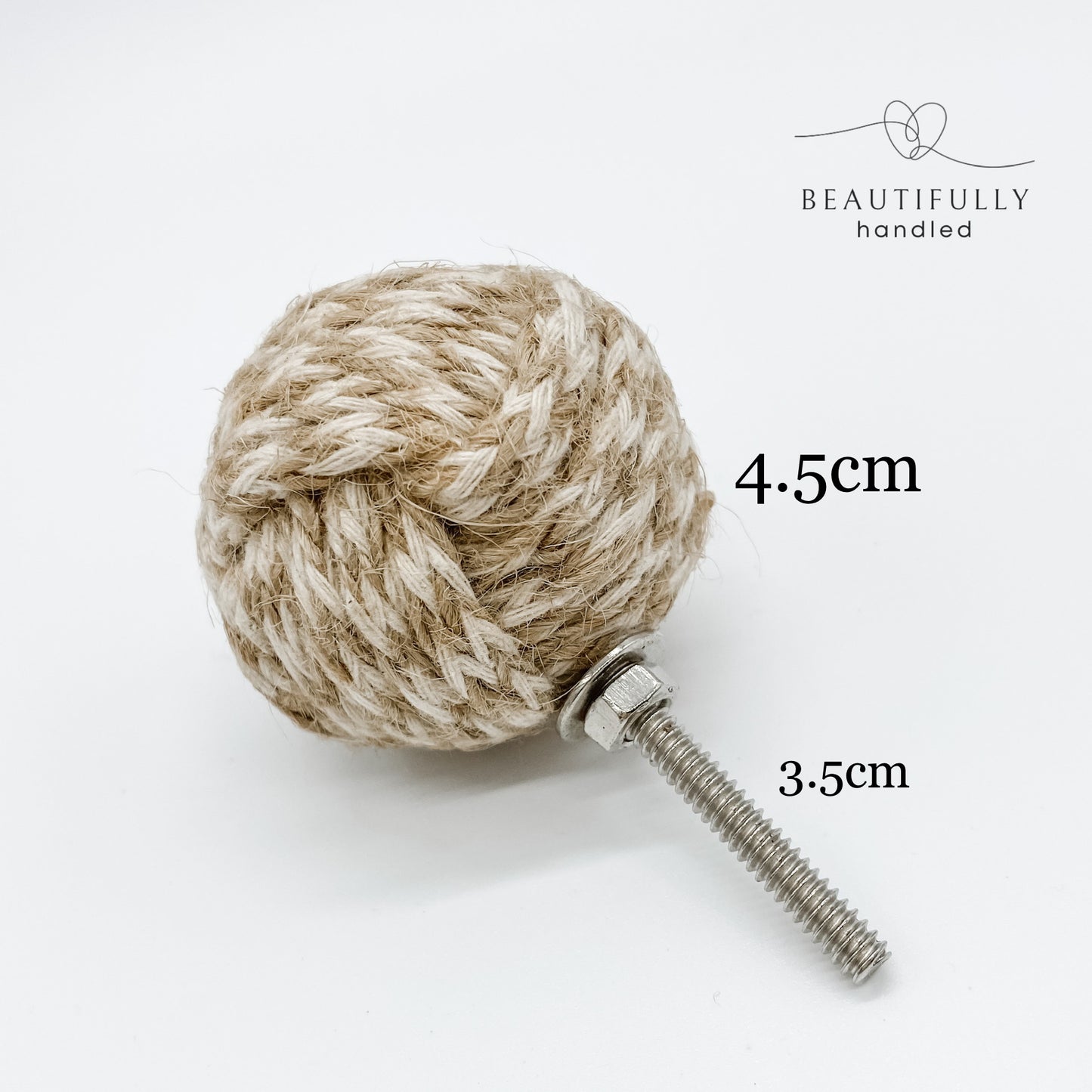 Weaved cotton and jute drawer knob