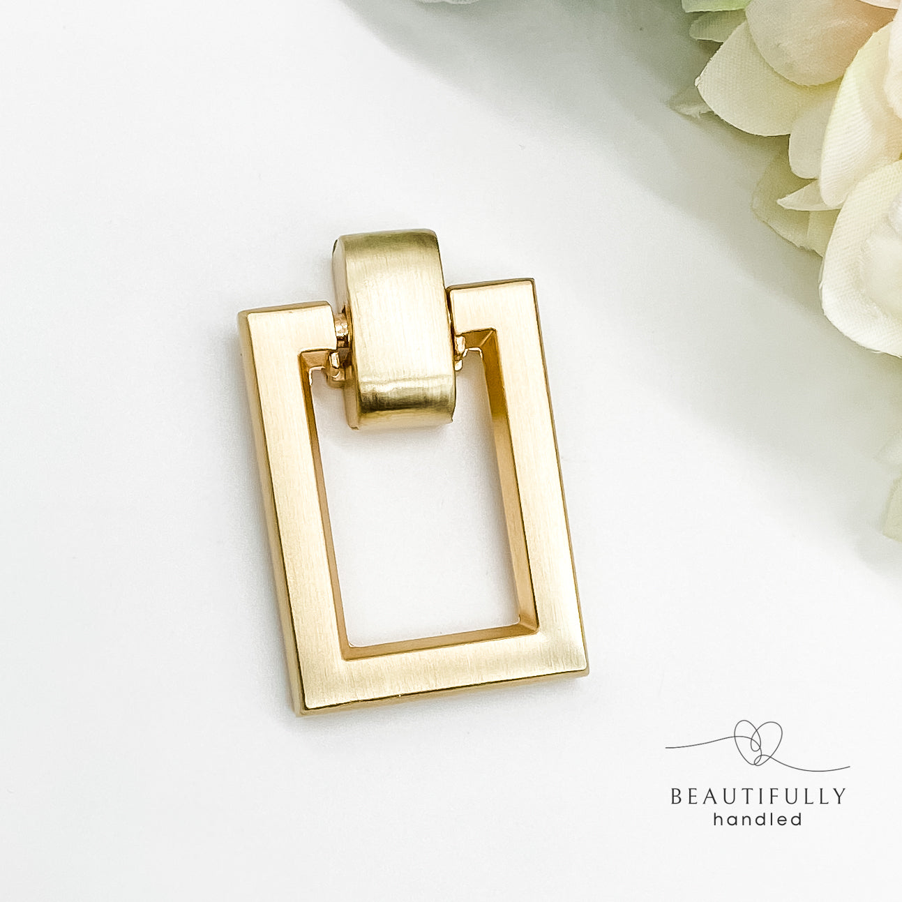 Gold rectangular drop ring-pull knob