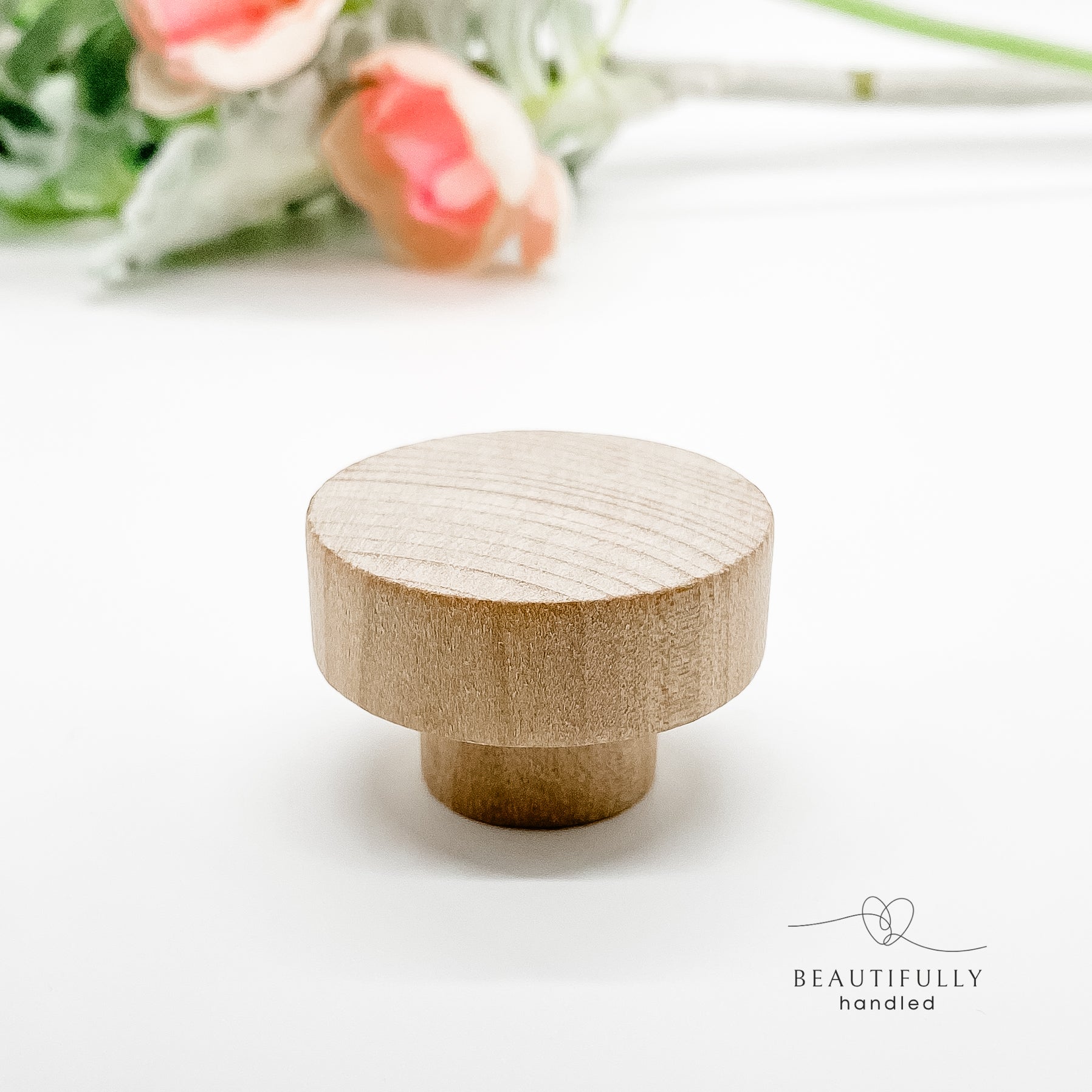 raw unfinished round wooden drawer knob 40mm