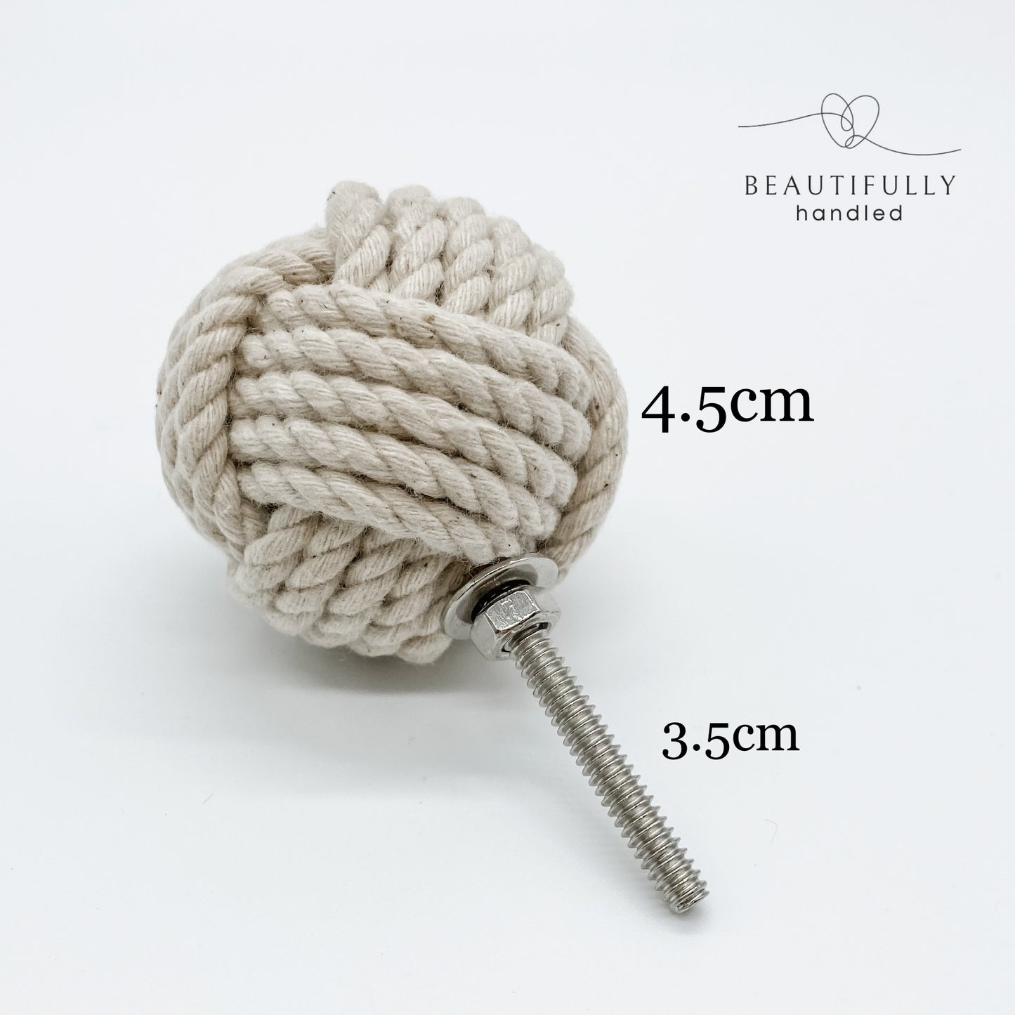 White cotton rope knot drawer knobs